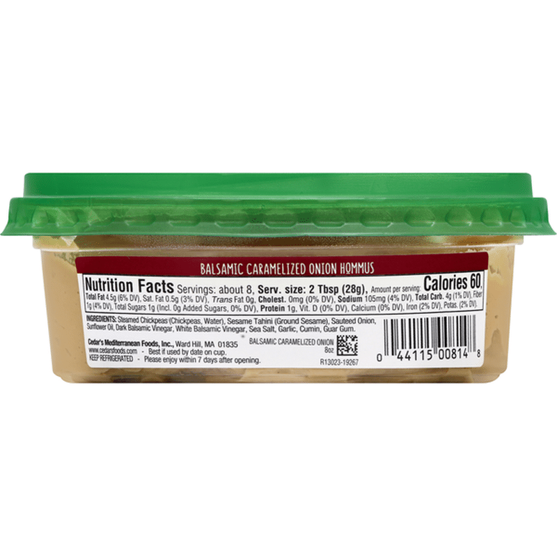 Cedar Hommus, Balsamic Caramelized Onion