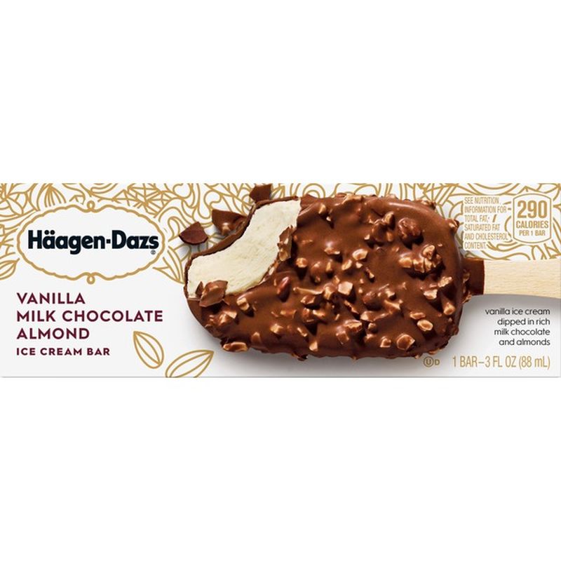 Haagen-Dazs Vanilla Milk Chocolate Almond Ice Cream Bar (3 fl oz ...