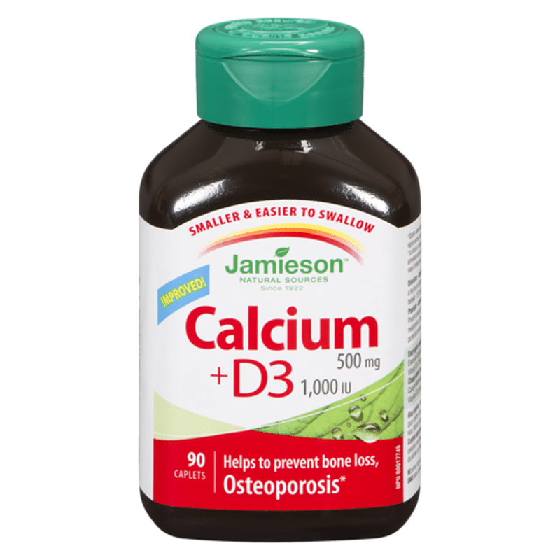 Jamieson 500 Mg 1,000 IU Calcium & Vitamin D3 Caplets (90 ct) from Real