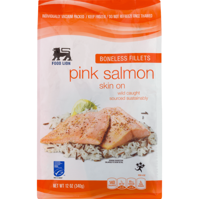 Food Lion Fillets, Skin On, Boneless, Pink Salmon, Pouch (12 oz