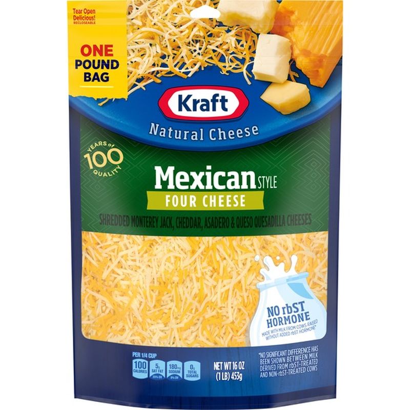 Kraft Mexican Style Four Cheese Shredded Cheese (16 Oz) - Instacart