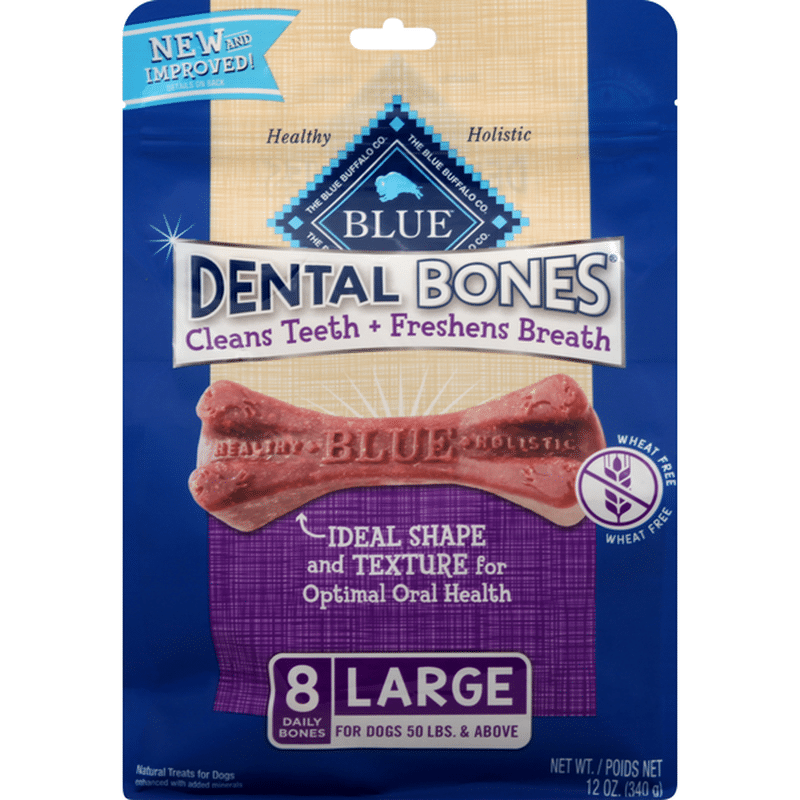 Blue Buffalo Dental Bones Natural Adult Dental Chew Dog Treats, Large
