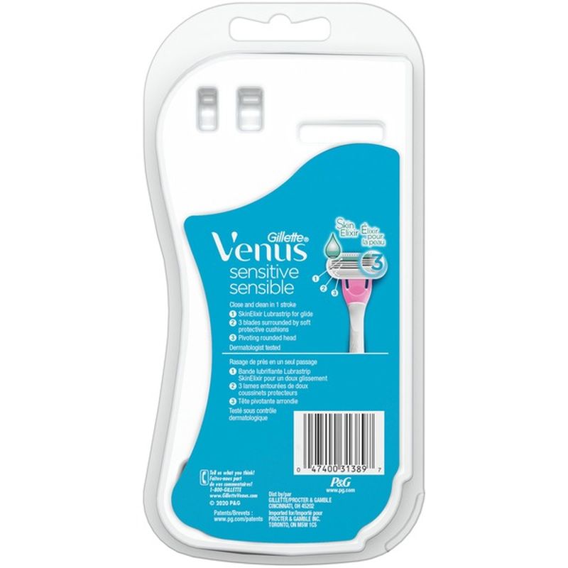 Venus Gillette Razors, Disposable, 3 Blades, Sensitive