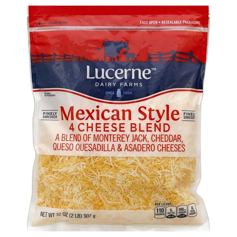 Lucerne Dairy Farms Finely Shredded Mexican Style 4 Cheese Blend Of