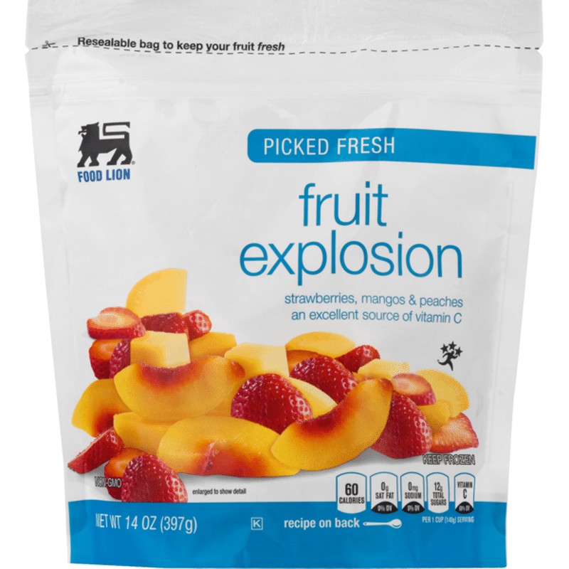 Food Lion Fruit Explosion, Strawberries, Mangos & Peach, Pouch (14 oz ...