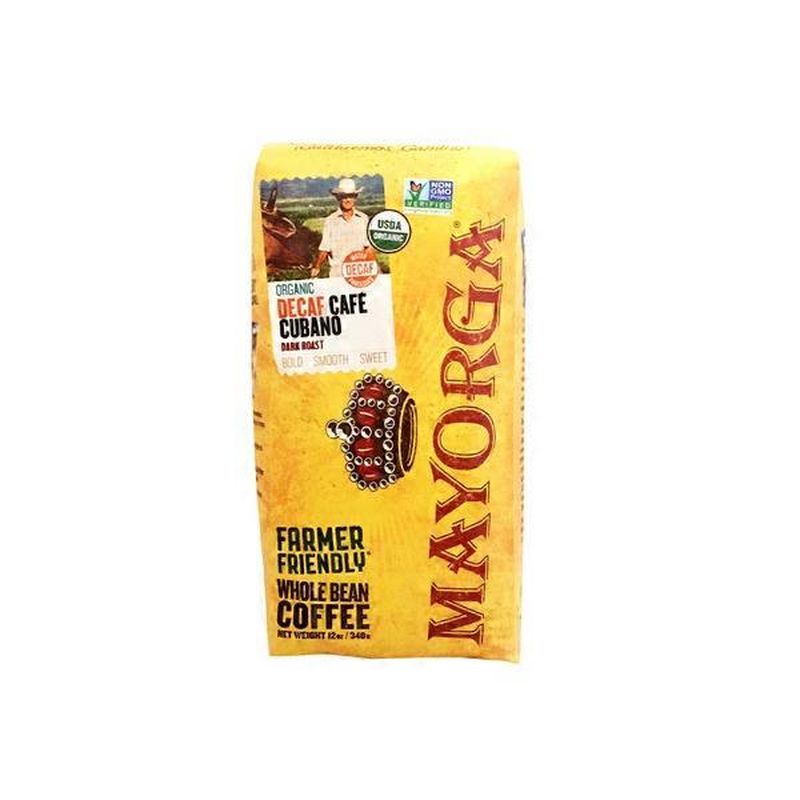 Mayorga Dark Roast Cafe Cubano Organic Decaf 100 Arabica Whole Bean Coffee 12 Oz Instacart 