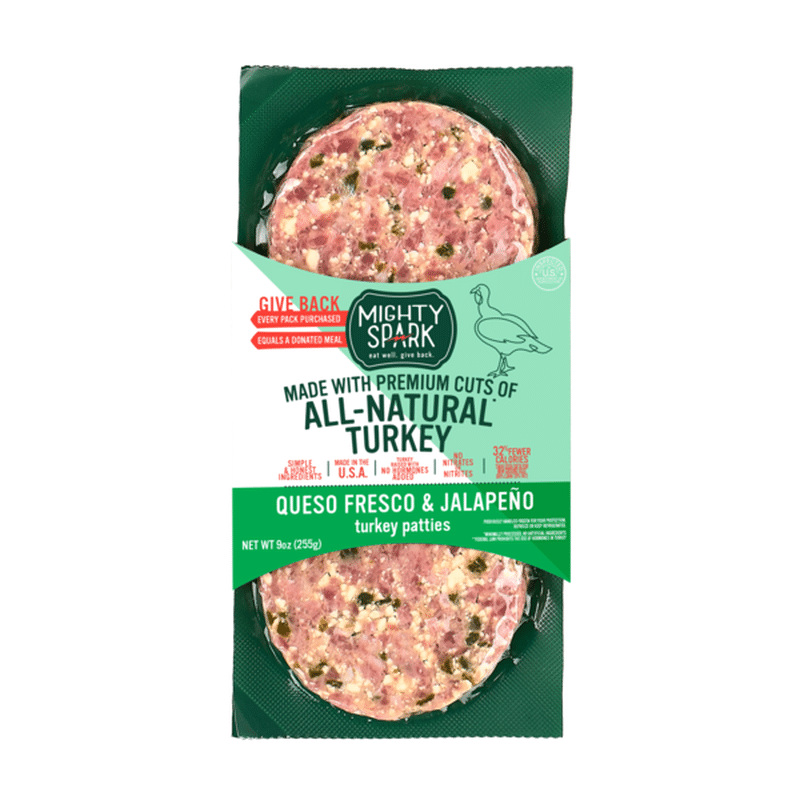 Mighty Spark Turkey Patties, Queso Fresco & Jalapeno (9 oz) Instacart