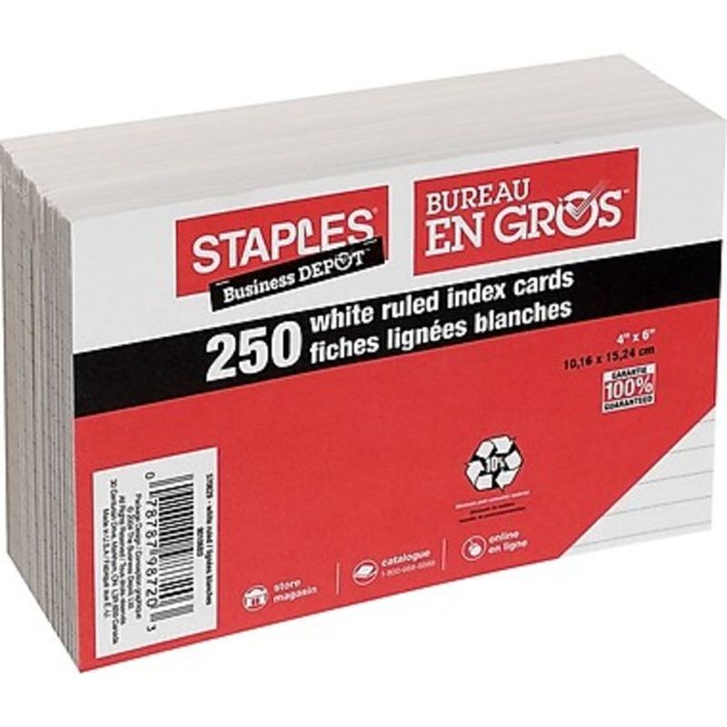 Staples 4" x 6" White Ruled Index Cards (each) Instacart