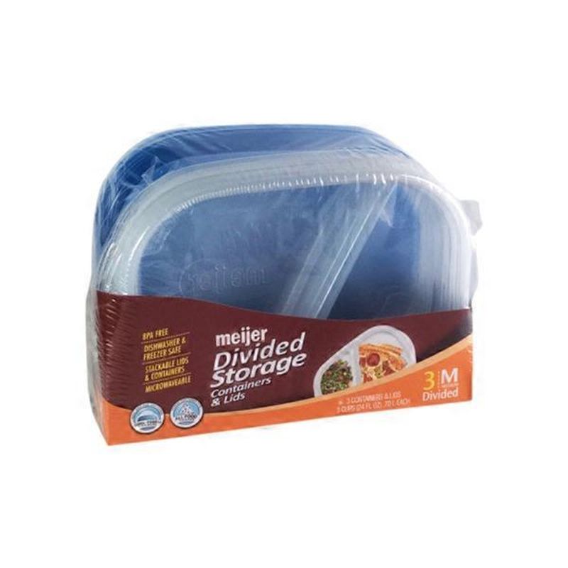 Meijer 28Ounce Divided Storage Containers & Lids (3 ct) Instacart