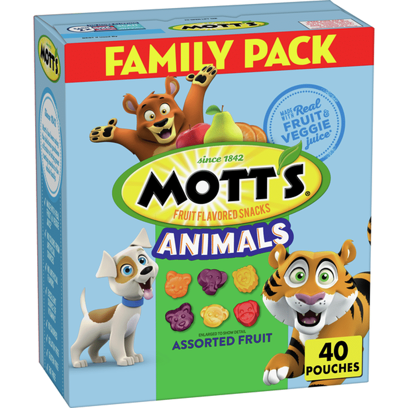 Mott’s Animals Fruit Snacks, Family Pack, Assorted Fruit, 40 Count (32
