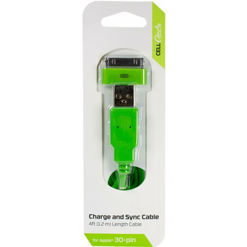 CellCandy 4' Braided Charge & Sync Green Cable