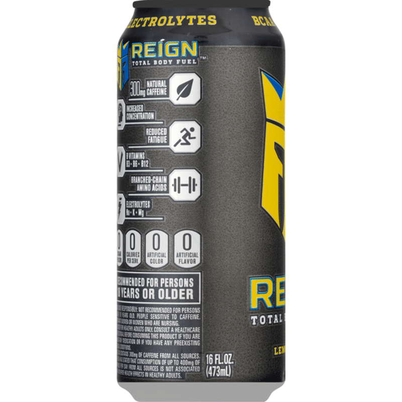 Reign Energy Drink Total Body Fuel Lemon Hdz Can 16 Fl Oz