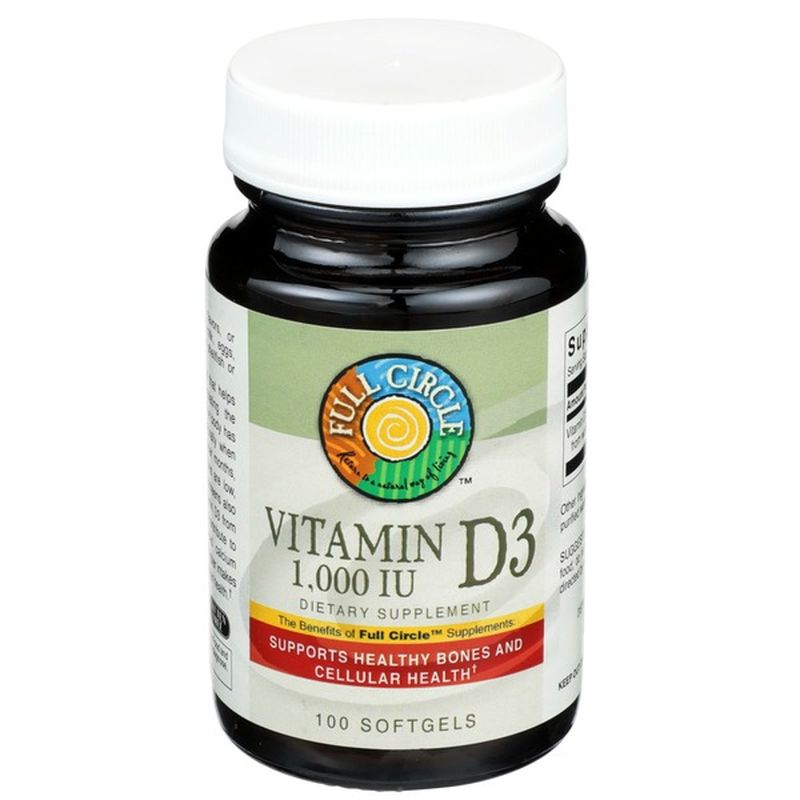 Full Circle Vitamin D3 25 Mcg 1,000 Iu Supports Strong Bones & Teeth