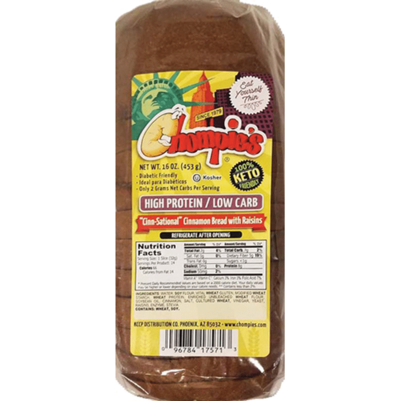 Chompie's Sliced Low Carb Cinnamon Raisin Bread (16 oz) Instacart