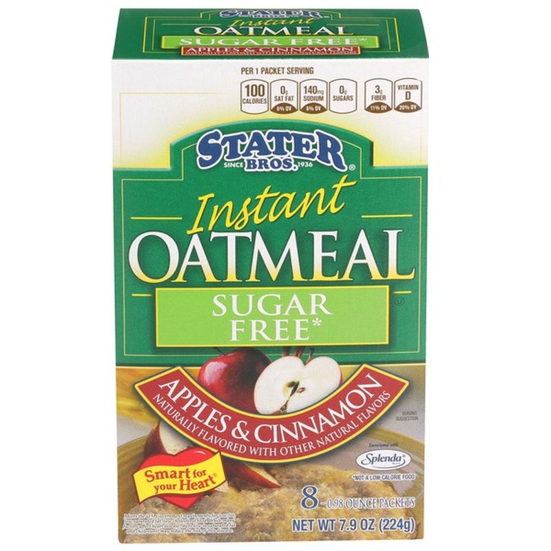 Stater Bros Apples & Cinnamon Sugar Free Instant Oatmeal (8 ct) from