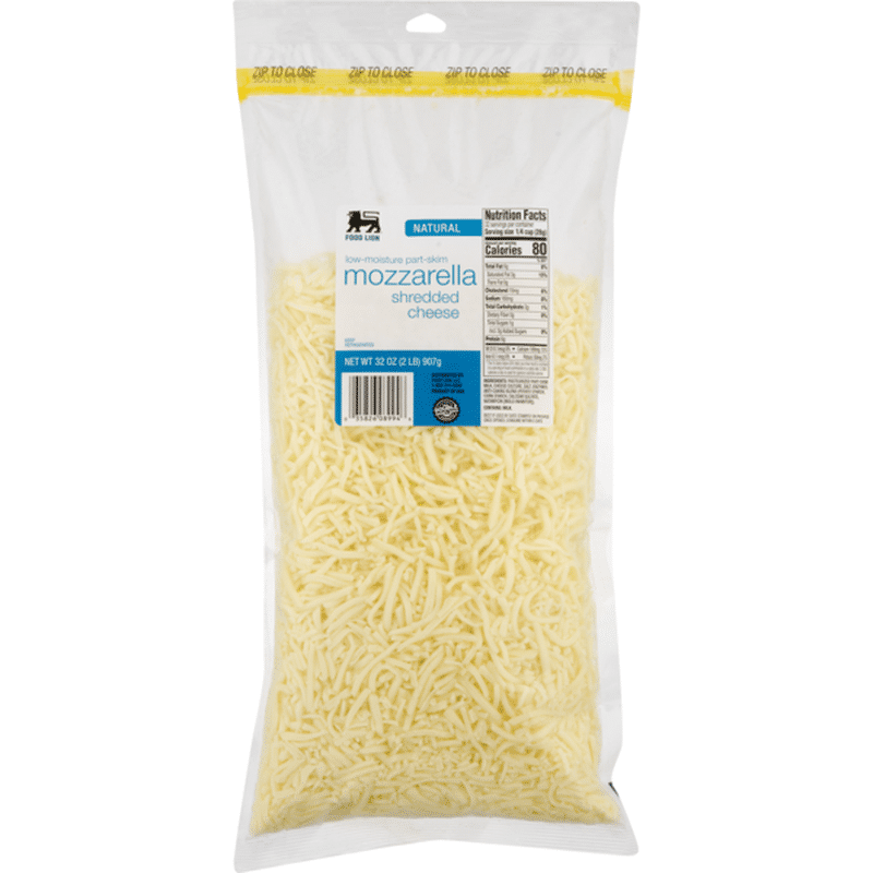 Food Lion Cheese, Natural, PartSkim, Mozzarella, Low Moisture