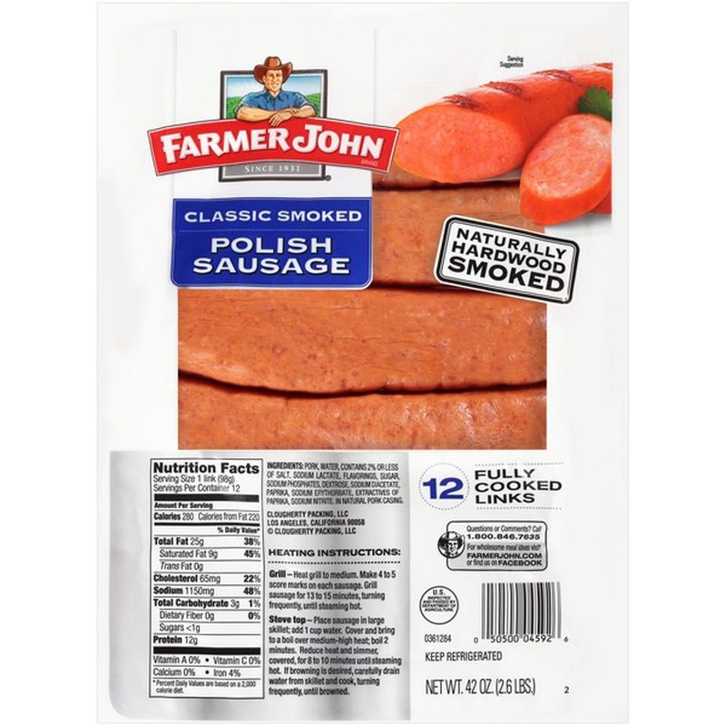 Farmer John Classic Smoked Polish Sausage (42 oz) Instacart
