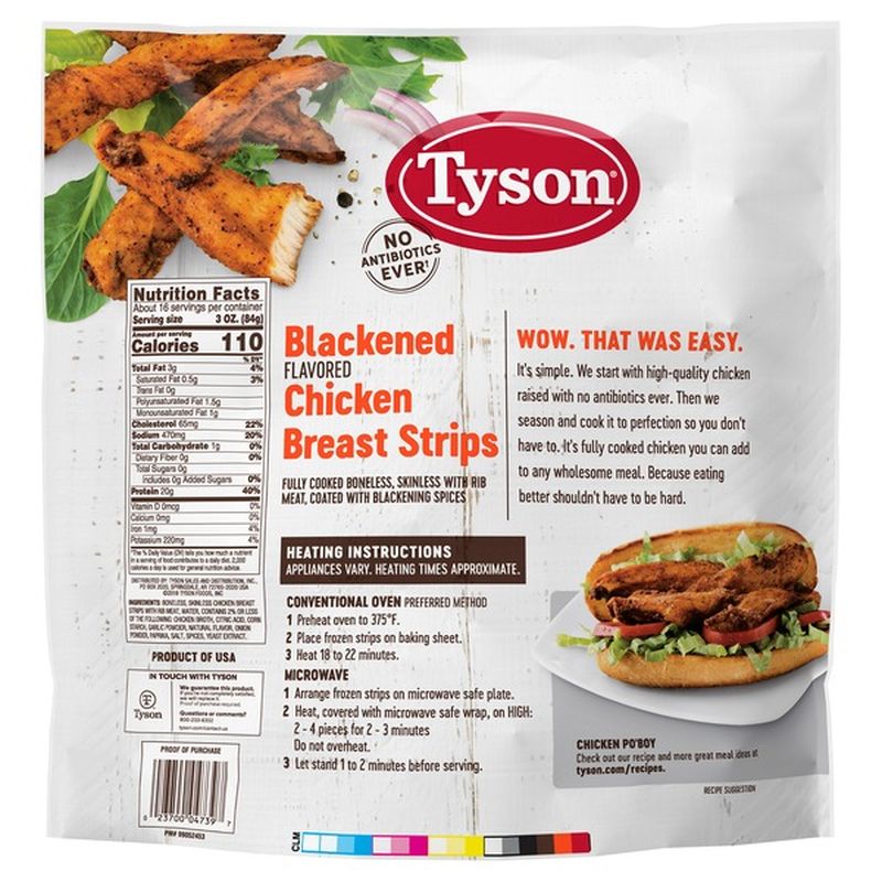 Tyson Grilled & Ready® Blackened Flavor Unbreaded Chicken Strips, 48 oz