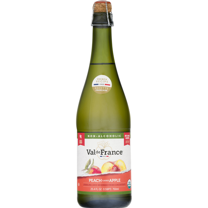 Val de France Sparkling Juice, Peach Apple Flavored, NonAlcoholic (25.