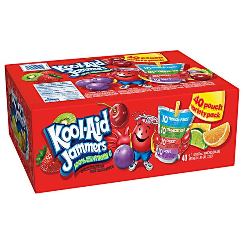 KoolAid Jammers Juice Drink Variety Pack, Cherry/Grape/Tropical Punch/Strawberry Kiwi (6 fl oz