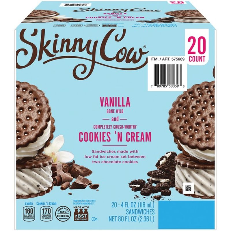 Skinny Cow Vanilla And Cookies N Cream Ice Cream Sandwiches 4 Fl Oz Instacart