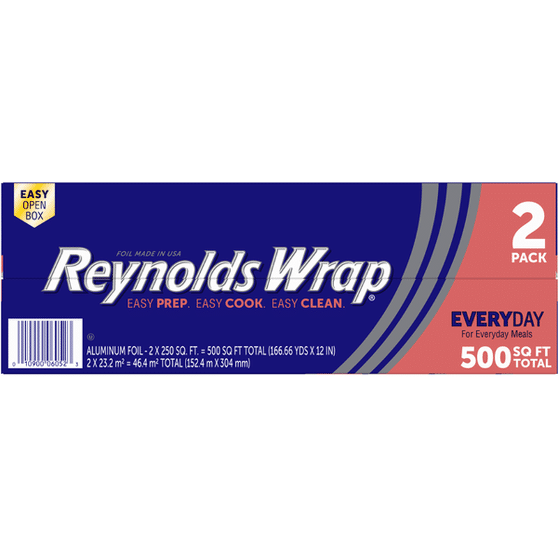 Reynolds Wrap Aluminum Foil, Everyday, 500 Square Feet, 2 Pack (250 sq