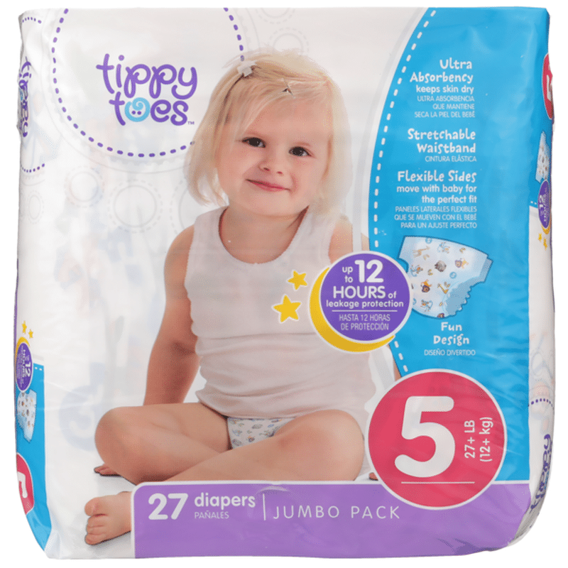 Tippy Toes Jumbo Pack Diapers 5 27 Lb 27 Ct Instacart