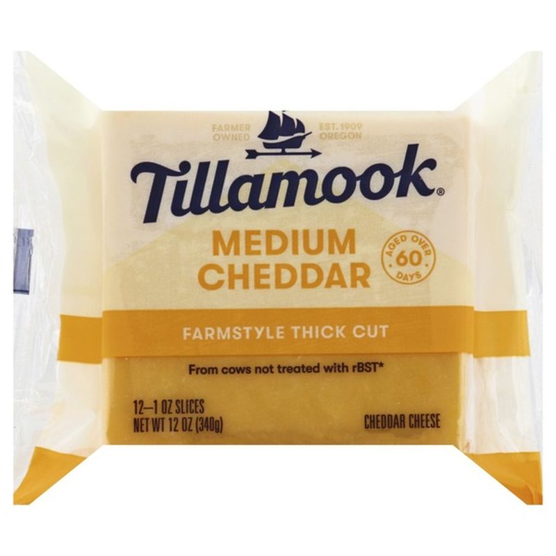 Tillamook Cheese, Medium Cheddar, Farmstyle, Thick Cut (12 Oz) From QFC ...