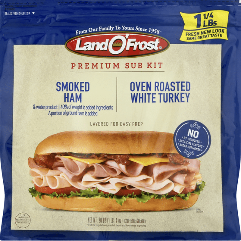 Land O' Frost Sub Sandwich Kit, Classic Ham & Turkey, Premium, Vacuum ...