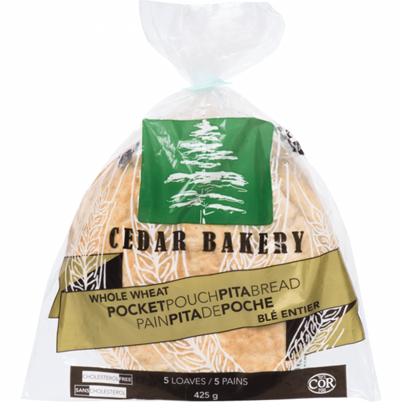 Cedar Wood Bakery Whole Wheat Pocket Pita Bread (425 g) Delivery or