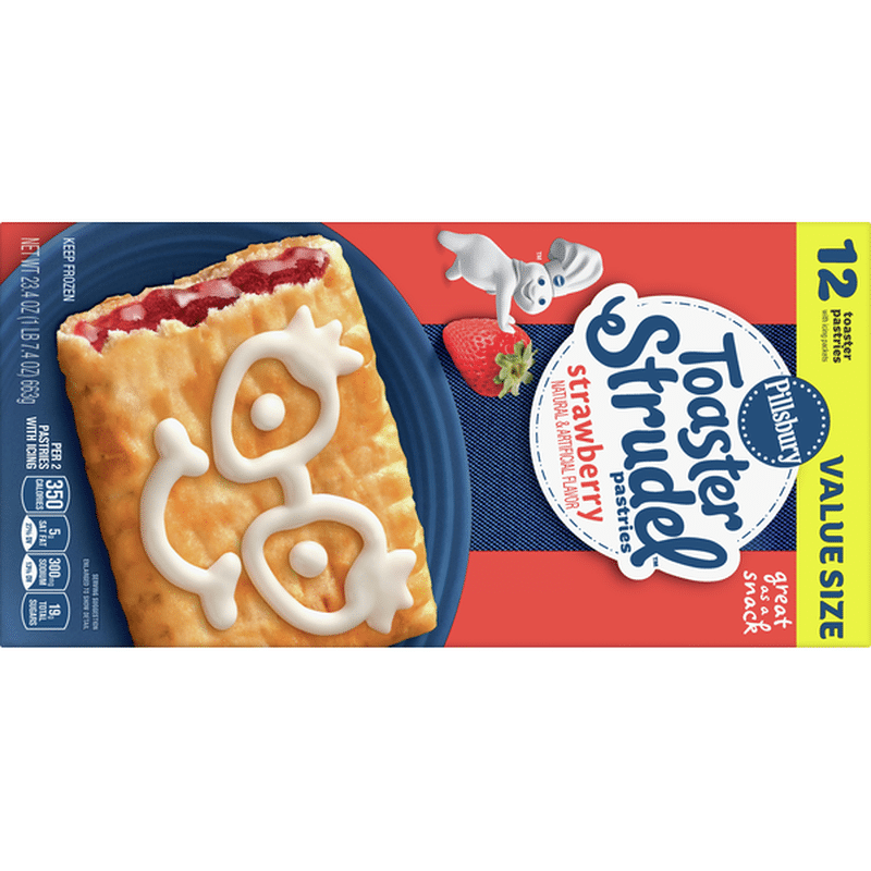 Pillsbury Toaster Strudel Pastries, Strawberries, Values Size (12 oz