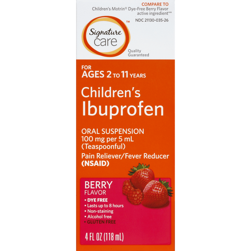 Signature Ibuprofen, Children's, Oral Suspension, Dye Free, Berry