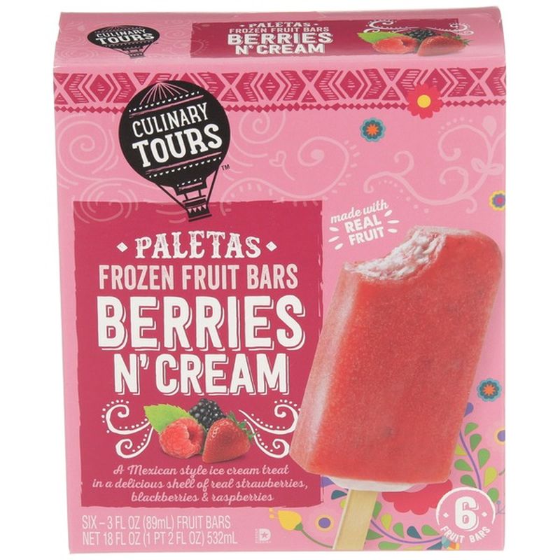 Culinary Tours Berries N' Cream Paletas Frozen Fruit Bars (18 fl oz) from Tops Markets Instacart