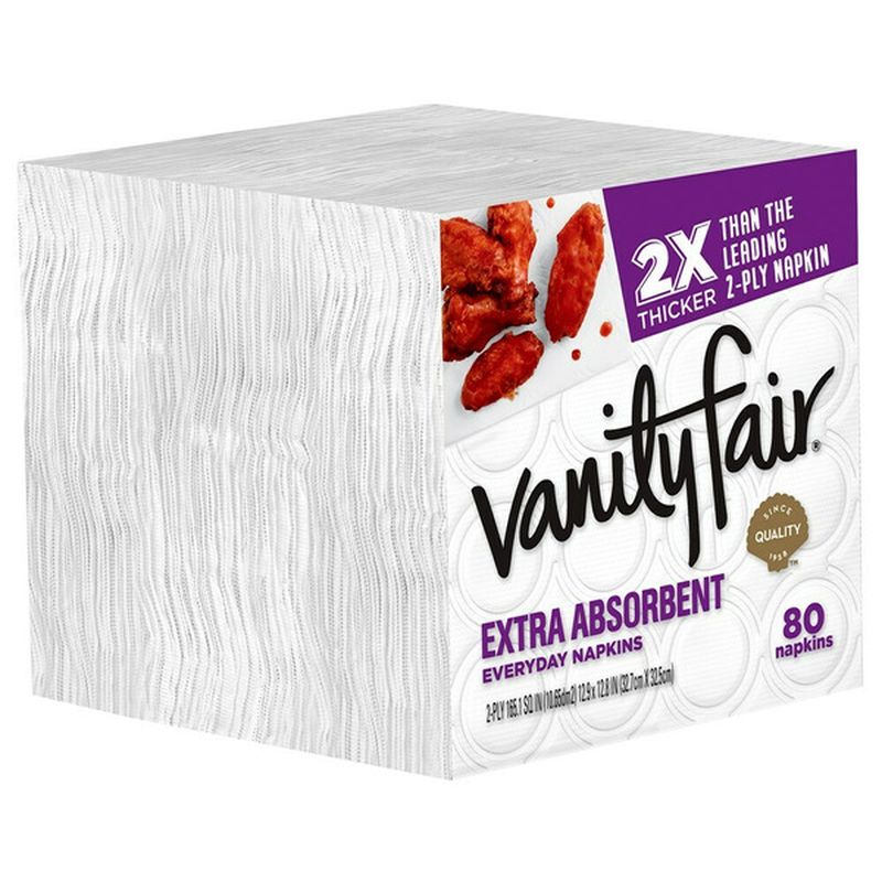 Vanity Fair Extra Absorbent Napkins, 80 2Ply Paper Napkins (80 Napkins