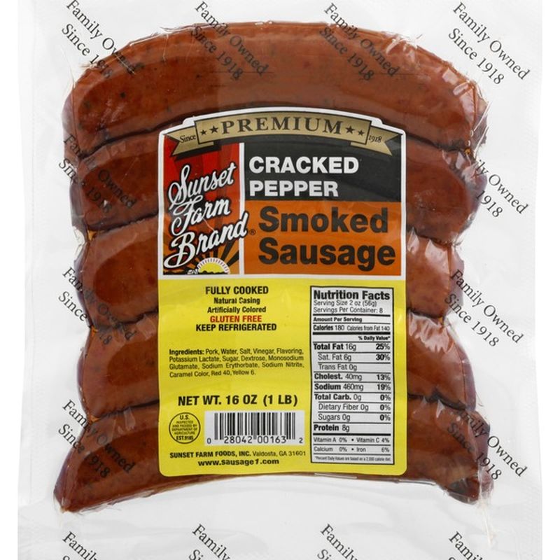 Sunset Farm Brand Smoked Sausage, Cracked Pepper (16 oz) Instacart