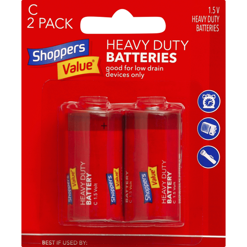 Shoppers Value Batteries, Heavy Duty, C (2 each) Instacart