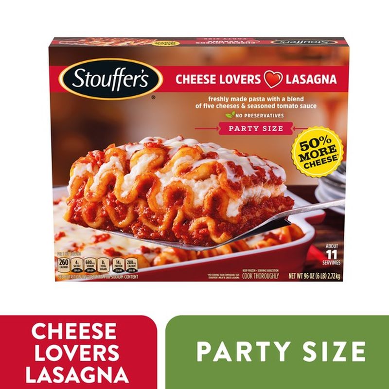 Stouffer S Party Size Cheese Lovers Lasagna Frozen Meal 96 Oz Instacart