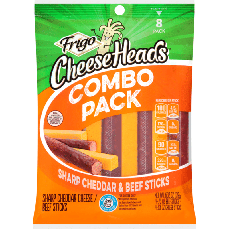 Frigo® Cheese Heads® Sharp Cheddar & Beef Sticks Combo Pack 8 pc Bag (6