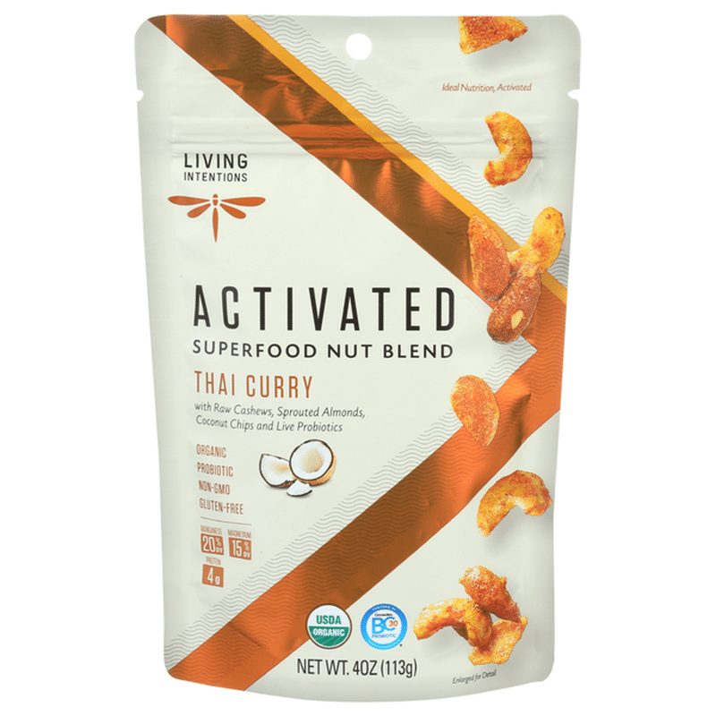 Living Intentions Thai Curry Organic Activated Superfood Nut Blend with Probiotics