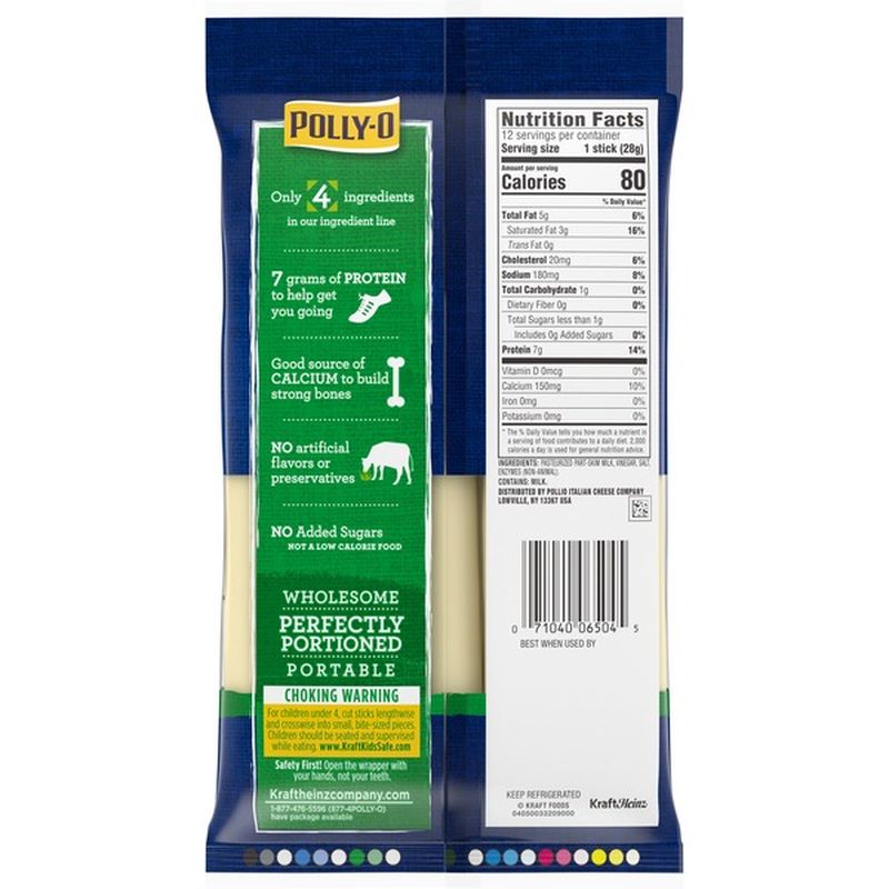PollyO LowMoisture PartSkim Mozzarella String Cheese (12 oz) from