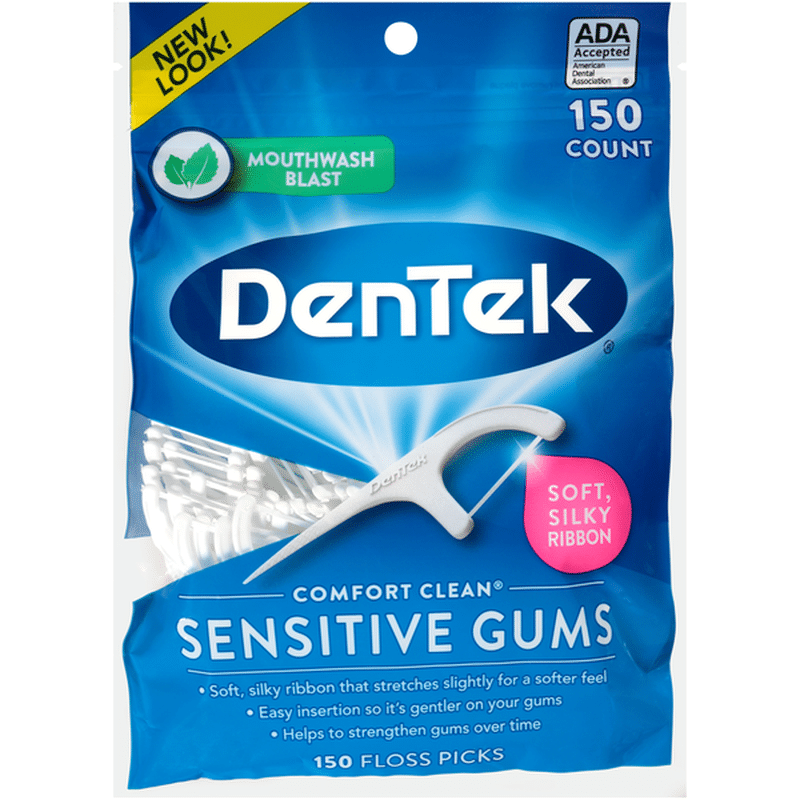 DenTek Comfort Clean Sensitive Gums Mouthwash Blast Floss Picks (150