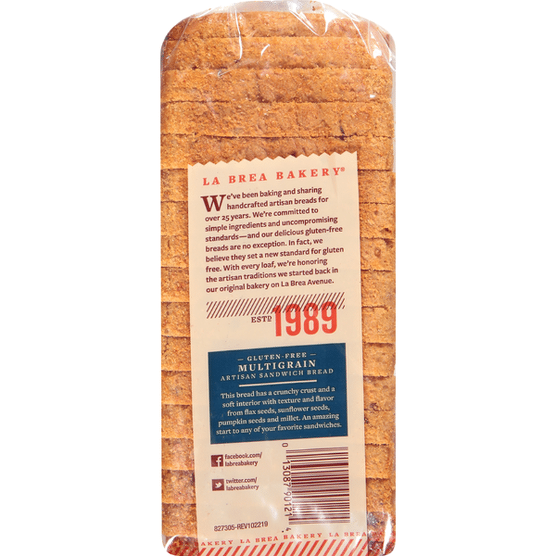 La Brea Bakery Artisan Sandwich Bread, Gluten Free, Multigrain, Sliced