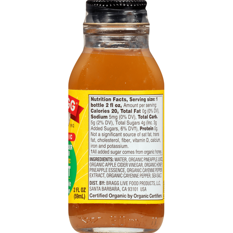 Bragg Apple Cider Vinegar, Prebiotic Shot, Organic, Pineapple Cayenne