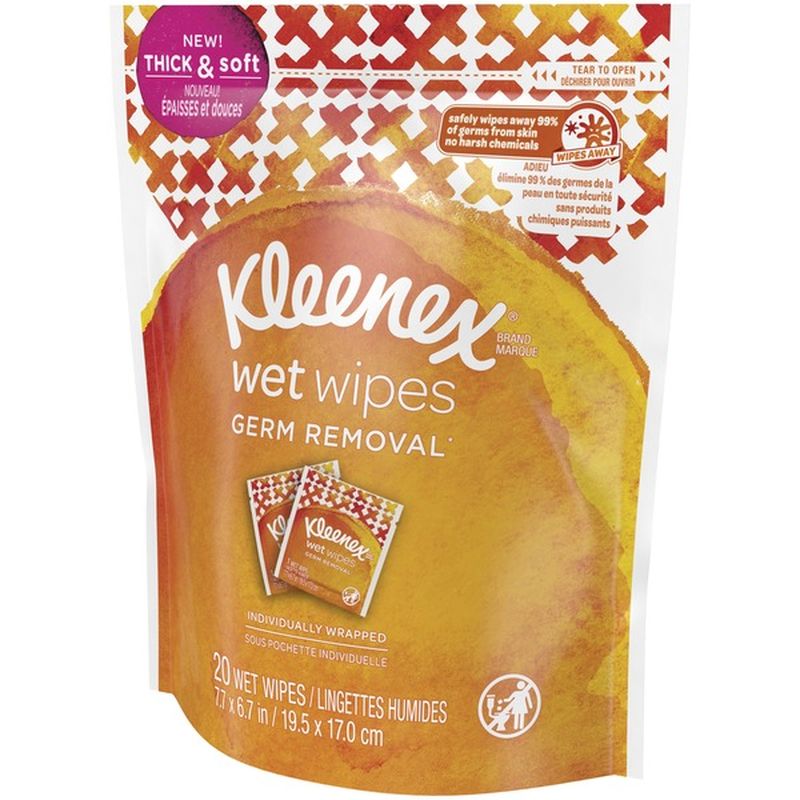 Kleenex Germ Removal Wet Wipes Individually Wrapped 8pk/ (20 ct