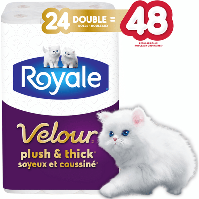 ROYALE Velour Double Rolls & Soft Toilet Paper Plush & Thick Bathroom Tissue