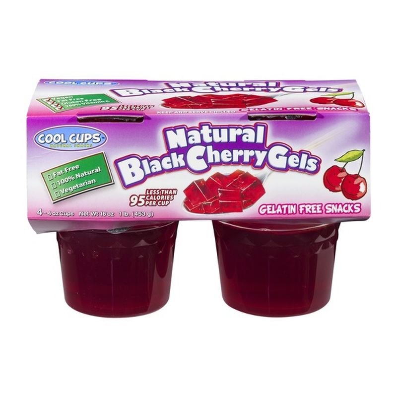 Cool Cups Gelatin Free Snacks Natural Black Cherry Gels 4 CT (4 oz