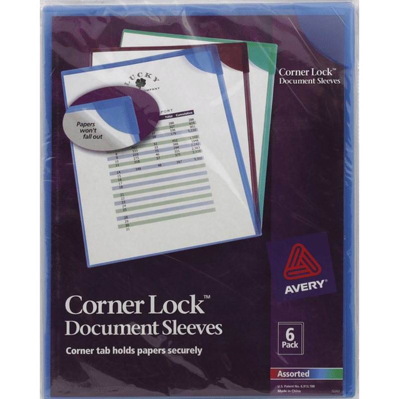 Avery Document Sleeves, Corner Lock, Assorted (6 each) - Instacart