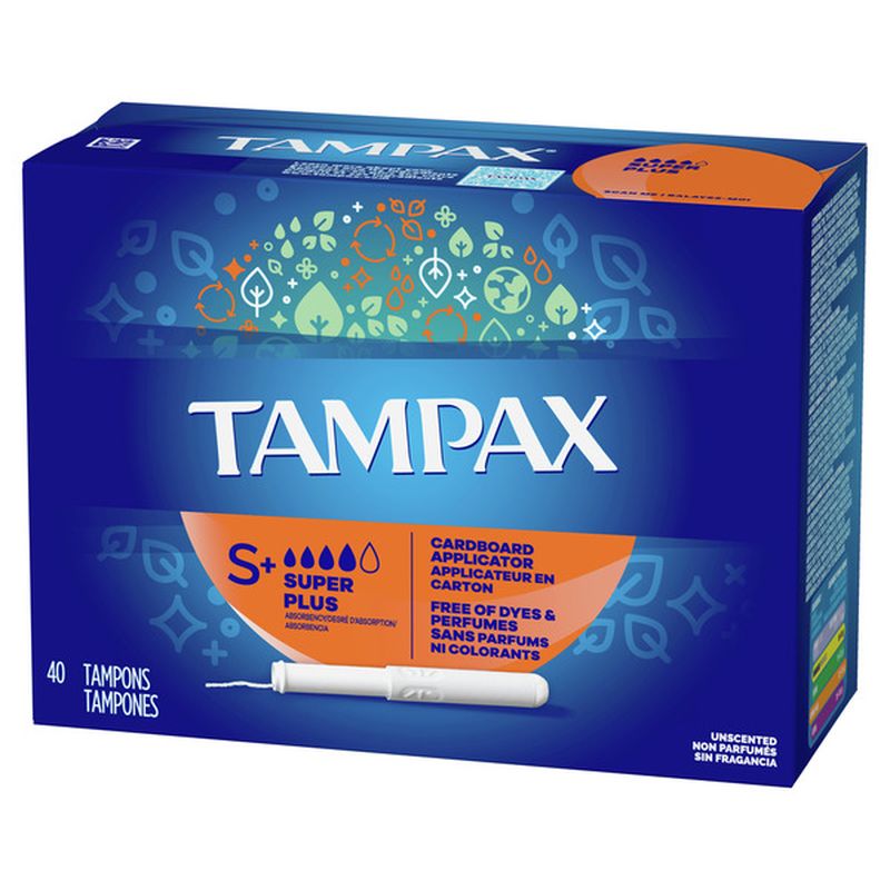 Tampax Cardboard tampons unscented super plus absorbency (40 ct