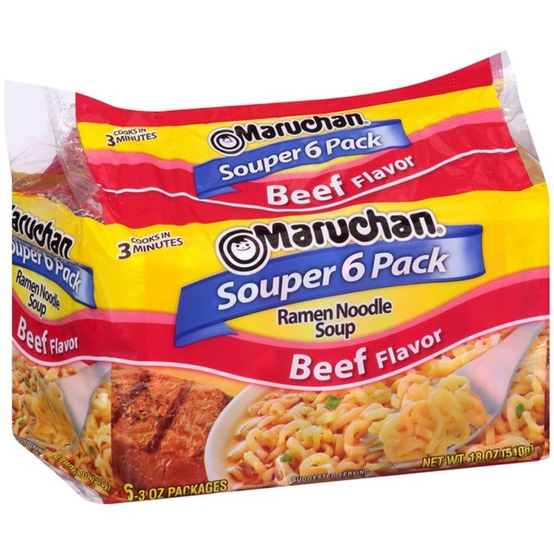 Maruchan Souper 6 Pack Beef Flavor Ramen Noodle Soup (18 Oz) From 