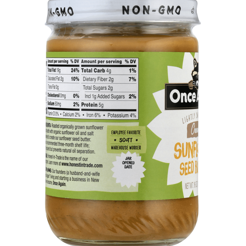 Once Again Sunflower Seed Butter Creamy Lightly Sweetened Organic 16 Oz Instacart